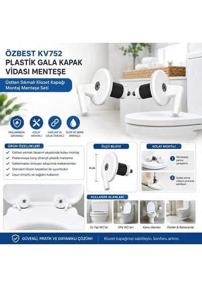 2pcs Üstten Sıkmalı Plastik Klozet Kapak Menteşesi Vidası 5468 Çok Renkli