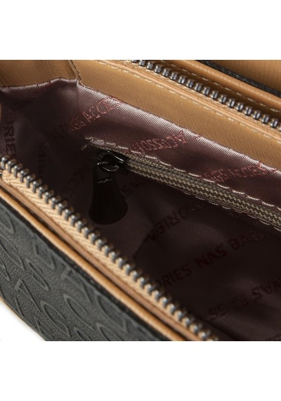 Nas Bag Çapraz Çanta Siyah Camel Gofraj Siyah