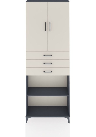 Arges Dolap 4 Raflı 3 Çekmeceli 2 Kapaklı 88x30x243 Antrasit-aytaşı Antrasit