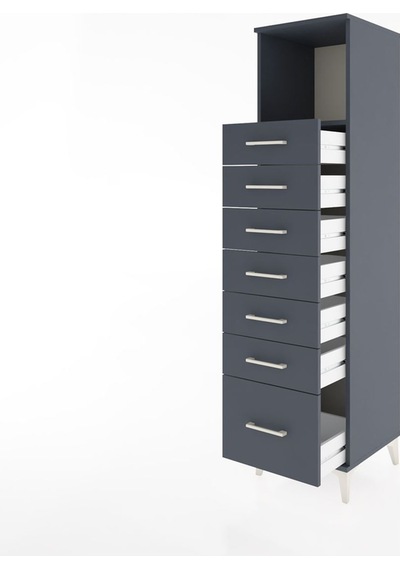 Hyperion Dolap Tek Raflı 7 Çekmeceli 44x44x182 Antrasit-antrasit Antrasit