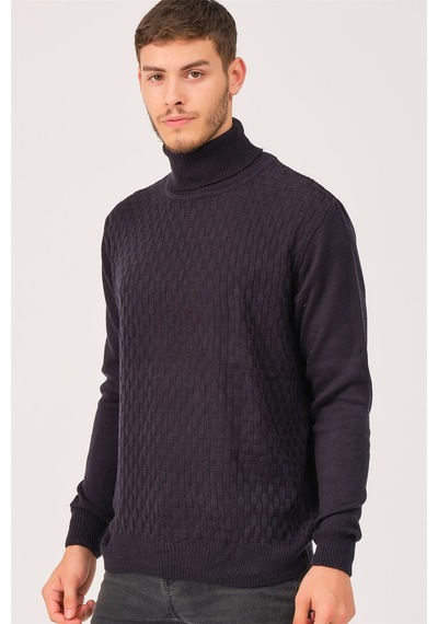 V0212 Dewberry Erkek Turtleneck Kazak-lacivert