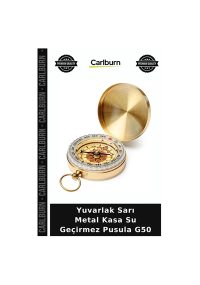 Yuvarlak Sarı Metal Kasa Su Geçirmez Pusula G50 Kamp Malzemesi Seyahat Aksesuarı Açık Hava