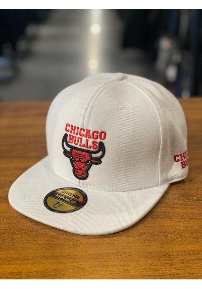 Hamze Chicago Bulls Nba Nakış Hip Hop Snapback Rapper Şapka Cap Beyaz