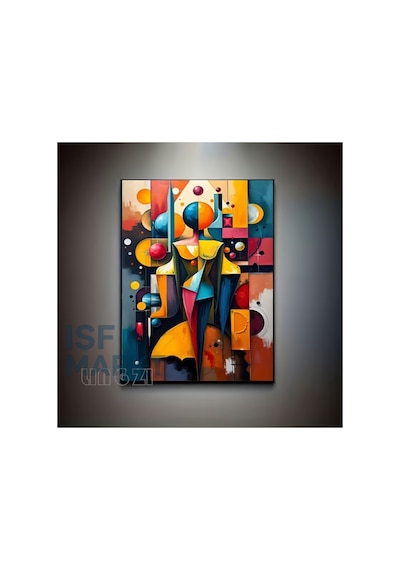 Elmas Boyama Seti - Geometrik Karakter Soyut Figür Tam Yuvarlak Taşlı Dıy 30x40 Cm