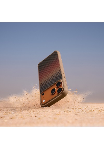 Apple Uyumlu iPhone 17 Pro Kılıf M-safeli Pitaka Tactile Woven Sunset-moonrise Aramid Pro Guard Seri Kapak Kahve Kahverengi