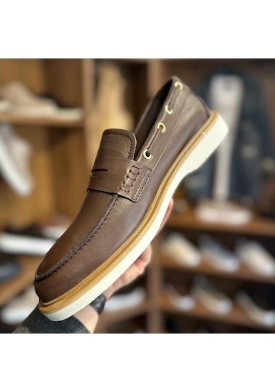 Alza %100 Hakiki Deri Erkek Loafer Günlük Rahat Ve Şık Ayakkabı - Kahverengi