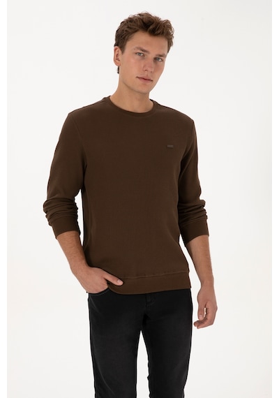 U.S. Polo Assn. Erkek Regular Fit Bisiklet Yaka Kahverengi Sweatshirt 50316390-VR029