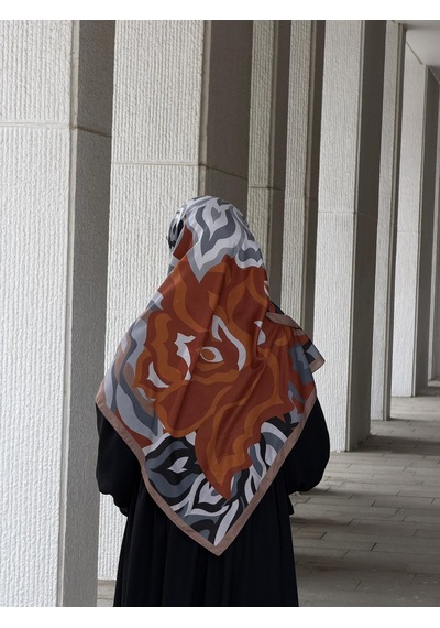 Qalortex Scarf Pamuklu Soft Mihrâ Desen Eşarp-taba