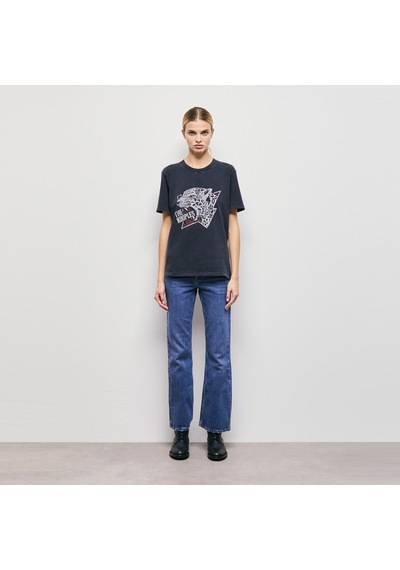 The Kooples Printed Cotton Kadın Siyah T-shirt