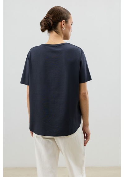 Antioch Dökümlü Kadın T-shirt Lacivert