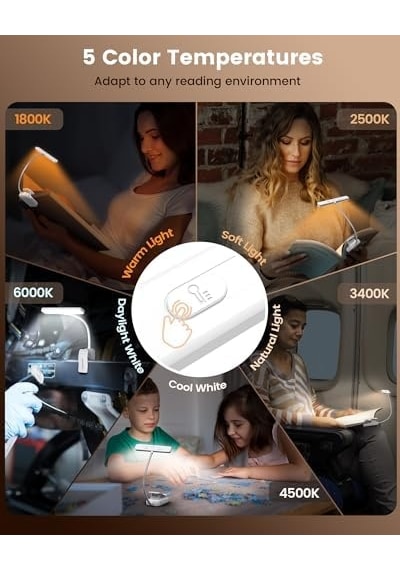 Glocusent Okuma Lambası, Kitap Kıskacı, 26 Led, 5 Renk Sıcaklığı Ve Kademesiz Parlaklık, 1200 Mah Pil, 90 Adet Usb-c Şarj Edilebilir Okuma Işığı, Yatakta Gece Okumak İçin 360 Esnek Açık Beyaz Glocusent Okuma Lambası, Kitap Kıskacı, 26 Led, 5 Renk Sıcaklığı Ve Kademesiz Parlaklık, 1200 Mah Pil, 90 Adet Usb-c Şarj Edilebilir Okuma Işığı, Yatakta Gece Okumak İçin 360 Esnek Açık Beyaz