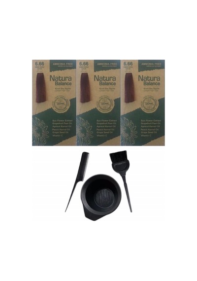 Natura Balance Saç Boyası 6.66 Vişne Kızılı 3 Adet+Saç Boyama Set