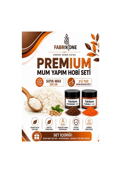 Premium Mum Yapım Hobi Seti - Soya Wax 250 Gr - 2'li Toz Mum Boyası Seti - Kahverengi, Turuncu Bkfabsw2502kht Karışık