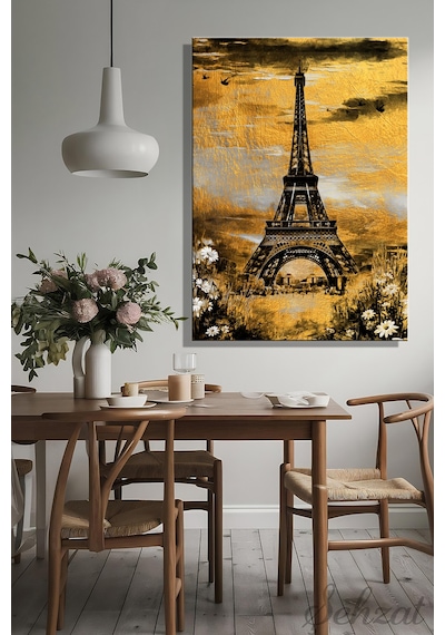 Dikey Kanvas Duvar Tablosu Tekli Salon Mutfak Yatak Odası Ofis Eyfel Kulesi Eiffel Tower Paris Çok Renkli