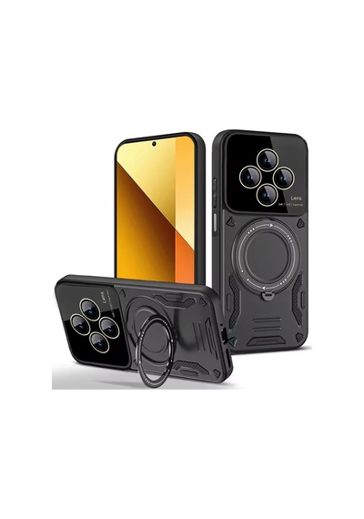 Xiaomi Redmi 14c Uyumlu Kılıf Joy Lens Standlı Kapak - Siyah