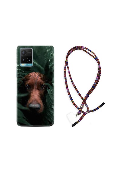 Vivo Y32 Kılıf Rasta Boyun Askılı Flowers Dog 1346