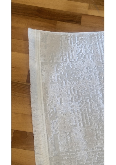 Elvey Home Krem-saten İnce Sık Dokuma Parlak Yüzey Kaymaz Taban Salon Koridor Halısı Kdfelvmakhal Krem