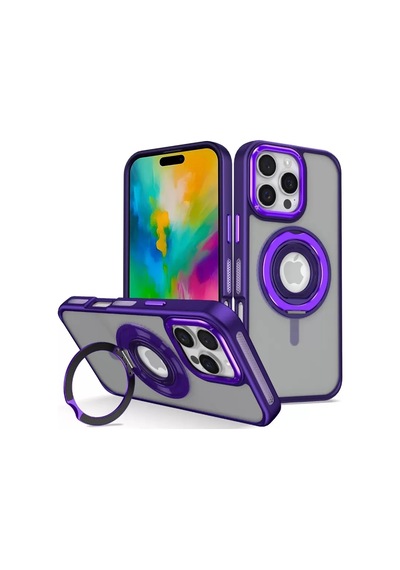 Joko Apple iPhone Uyumlu  16 Pro Uyumlu Banza Magsafe Standlı Kapak - Derin Mor