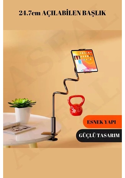 Tablet Tutucu Stand 14 İnç Uyumlu, Yatak Ve Masa Kenarı Telefon Tablet Standı, Ayarlanabilir Esnek Tutucu