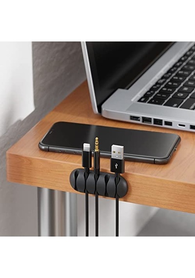 Aee 9 Adet Yapışkanlı Kablo Düzenleyici 5 Yuvalı Kablo Tutucu Organizer Siyah, Kablo Sabitleyici, Masaüstü Bilgisayar Telefon Şarj Kablo Toplayıcı Çalışma Masası Ofis Toparlayıcı Klips