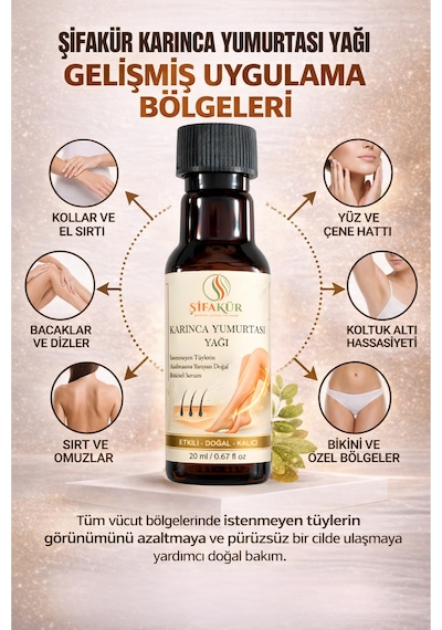 Şifakür Karınca Yumurtası Yağı Doğal Tüy Görünümü Azaltıcı Bakım Serumu 20ml