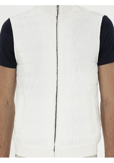 Cacharel Beyaz Slim Fit İnce Kapitone Mont Yelek