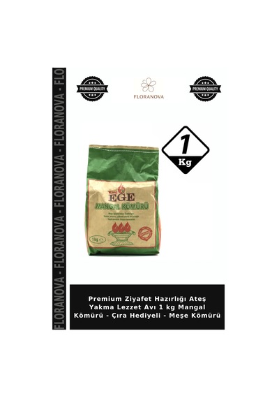 Premium Ziyafet Hazırlığı Ateş Yakma Lezzet Avı 1 Kg Mangal Kömürü - Çıra Hediyeli - Meşe Kömürü