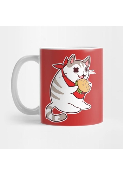 Hamburgerci Kedi Kupa Bardak Çok Renkli