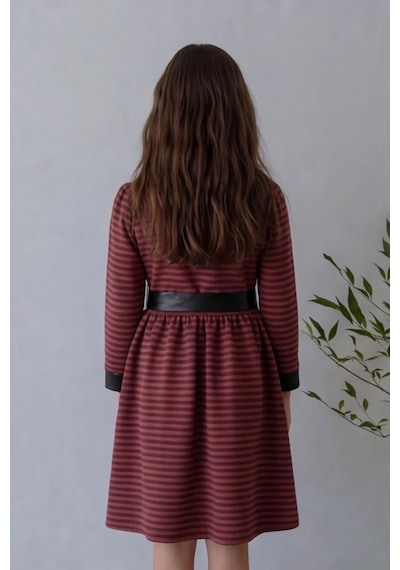 Fesshera Kids Kız Çocuk Elbise Suni Deri Detaylı Bebe Yaka Sırtı Fermuarlı Şık Elbise Pembe Fesshera Kids Kız Çocuk Elbise Suni Deri Detaylı Bebe Yaka Sırtı Fermuarlı Şık Elbise Pembe