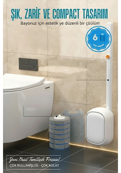 Tuvalet Fırçası - Yeni Nesil, Banyo Fırçası, Hijyenik Fırçası, Wc Fırça, Çok Amaçlı Beyaz