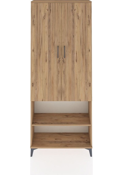 Arges Dolap 3 Raflı 2 Kapaklı Tek Askılı 88x30x221 Çam-çam Çam