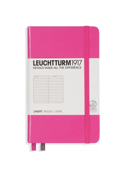 Leuchtturm1917 Not Defteri Cep Boy A6 , Sert Kapak, 187 Numaralandırılmış Sayfa, Çizgili, Pembe