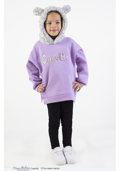 Harika Kids Kız Çocuk Kumaş Orta Kalınlıkta Caretta Nakış Örme Basic Taytlı Alt Üst Takımı 001