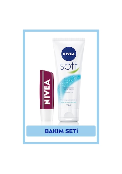 Nivea Soft El Kremi 75 ML + Dudak Nemlendirici Böğürtlen 4.8 G