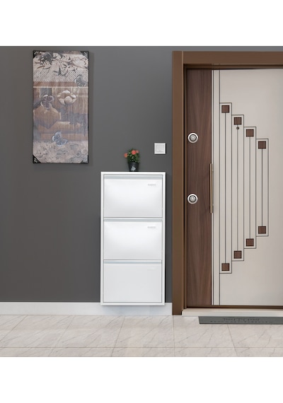 Kaser Metal 3'lü Beyaz Ayakkabılık