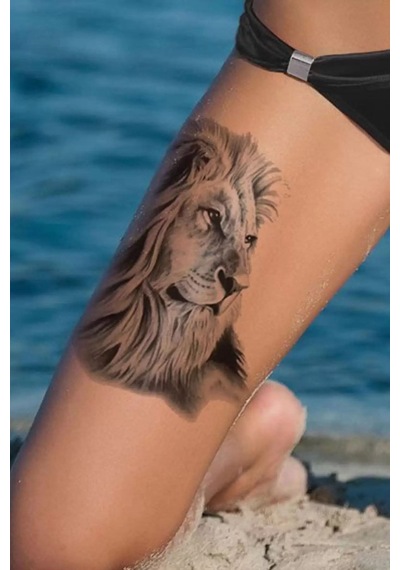 Caş Dekorasyon Aslan Desen Geçici Dövme Tattoo