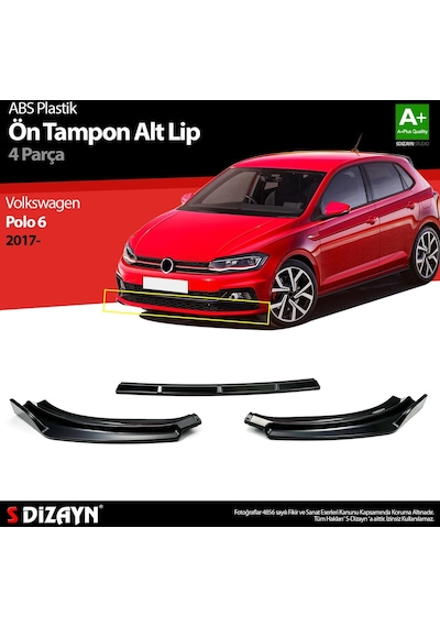 Volkswagen Polo 6 Abs Plastik Ön Tampon Alt Lip 3 Prç. 2017 Üzeri