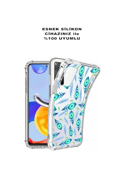 Prinrify Xiaomi Redmi Note 9s Uyumlu Nazar Boncuğu 3 Baskılı Şeffaf Köşe Korumalı Antişok Kılıf