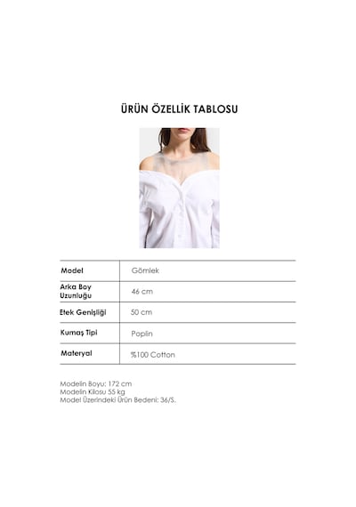Itsbasic Kadın Beyaz Oversize Tül Dantelli Özel Tasarım Gömlek