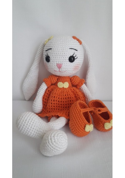 Amigurumi Turuncu Uzun Kulaklı Oyuncak