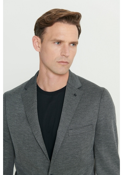 Ac&Co / Altınyıldız Classics Erkek Antrasıt 360 Her Yöne Esneyen Slim Fit Dar Kesim Mono Yaka Desenli Blazer Ceket Antrasıt Antrasit