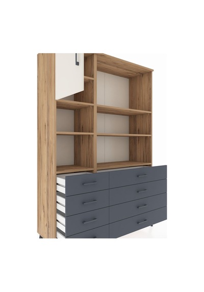 Hyperion Dolap 7 Raflı 8 Çekmeceli Tek Kapaklı 132x44x195 Çam-aytaşı/antrasit Aytası/antrasıt Hyperion Dolap 7 Raflı 8 Çekmeceli Tek Kapaklı 132x44x195 Çam-aytaşı/antrasit Aytası/antrasıt