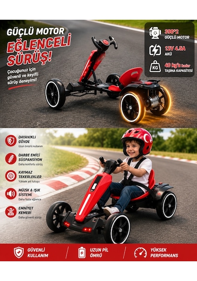 Go-kard Uzaktan Kumandalı 12 Volt Akülü Araba Kırmızı