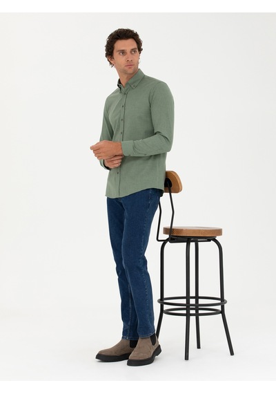 Cacharel Açık Yeşil Slim Fit Uzun Kollu Gömlek Acık Yesıl