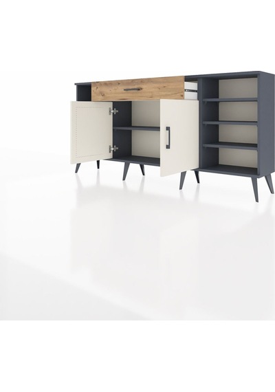Arges Konsol 7 Raflı Tek Çekmeceli 2 Kapaklı 176x30x83 Antrasit-aytaşı/çam Aytaşı/çam Arges Konsol 7 Raflı Tek Çekmeceli 2 Kapaklı 176x30x83 Antrasit-aytaşı/çam Aytaşı/çam