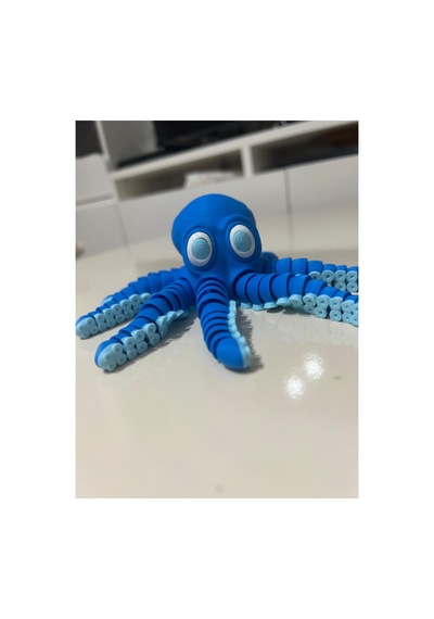 Setra 3d Studio Setra 3d Hareketli Mafsallı Dev Ahtapot - 17.5 Cm Büyük Boy - Mavi Renk Rahatlatıcı Figür
