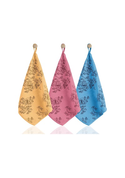 Lexroo Premium Kalite Desenli Kadife Mutfak Bezi Leke Tutmaz-koku Yapmaz X3 Adet 30x40cm Çok Renkli