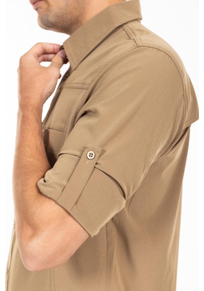 312 Likralı Esnek Taktik Outdoor Bej Gömlek