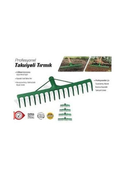Feyza Yapı Takviyeli Tırmık Dişli Metal Bahçe Tırmığı Çim Toprak Taş Toplama Tırmığı 12 Diş