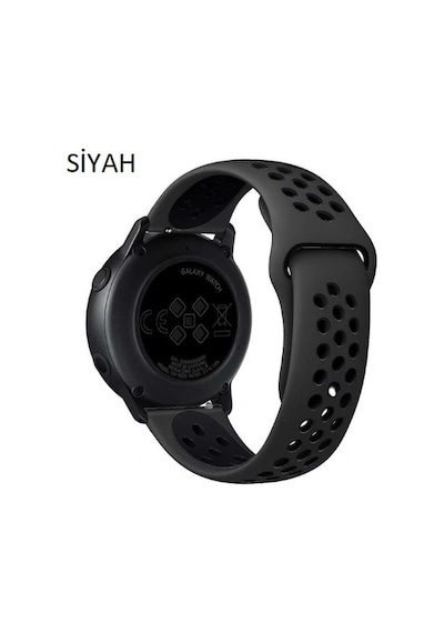 Samsung Gear S3 Gear Watch 3 45mm Uyumlu Spor Silikon Kordon Kayış Siyah